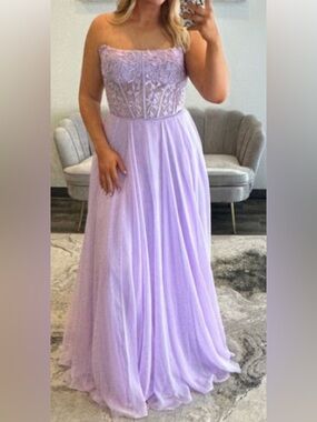 Sherri Hill Lilac Satin Corset Bodice Evening Gown Size 14